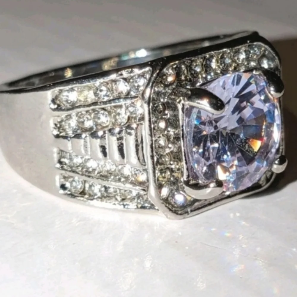 Classic Mens Dazzling 3ct Round Cut Lab Created Diamond Engagement ring